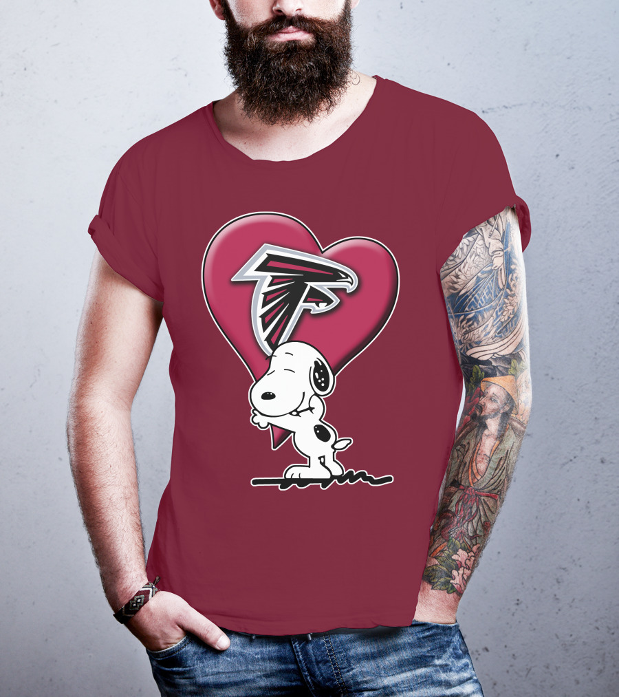 Snoopy Hugging Atlanta Falcons Heart T-Shirt