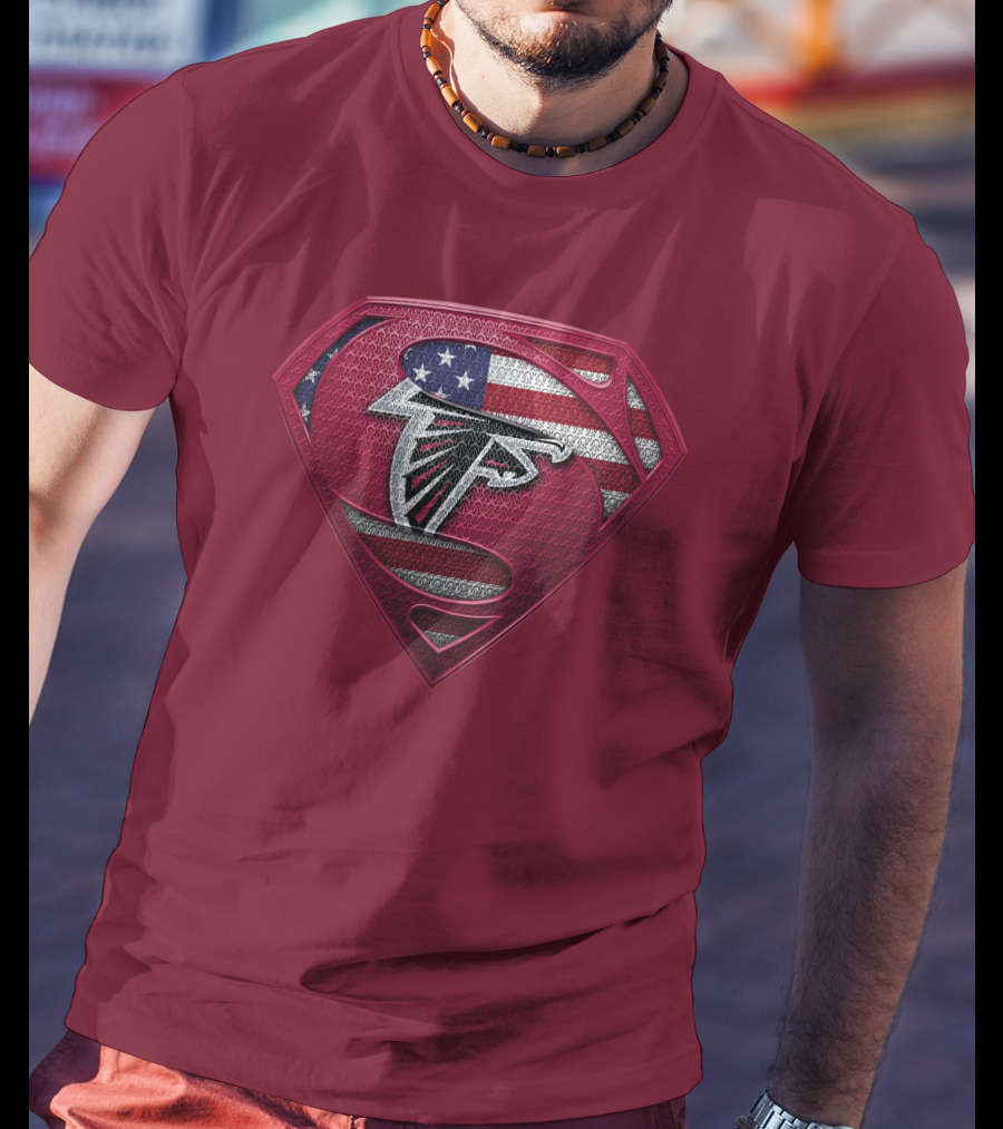 Spm Atlanta Falcons American Flag Superman T-Shirt