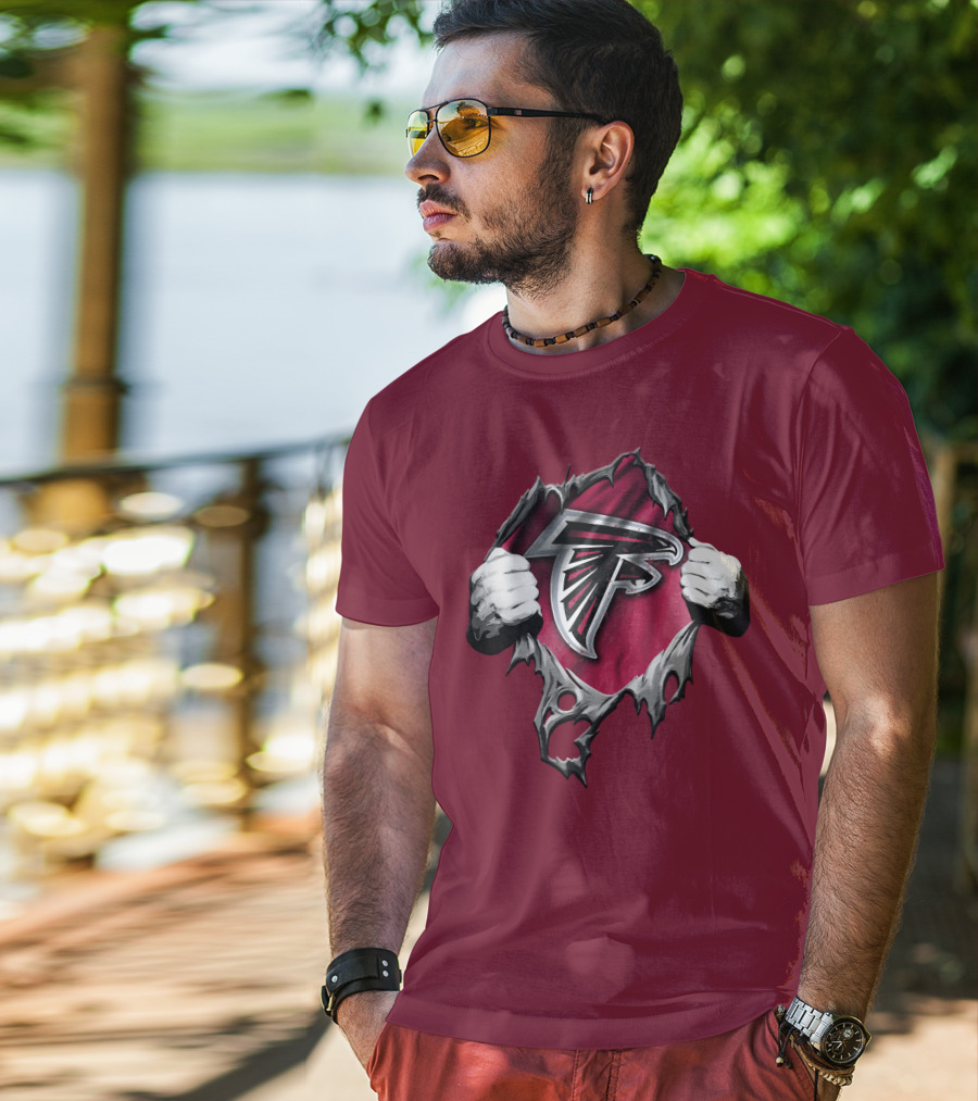 Atlanta Falcons Ripped Logo Inside Torn T-Shirt