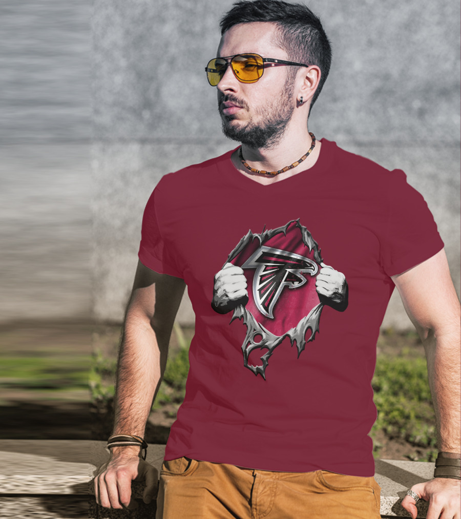 Atlanta Falcons Ripped Logo Inside Torn T-Shirt