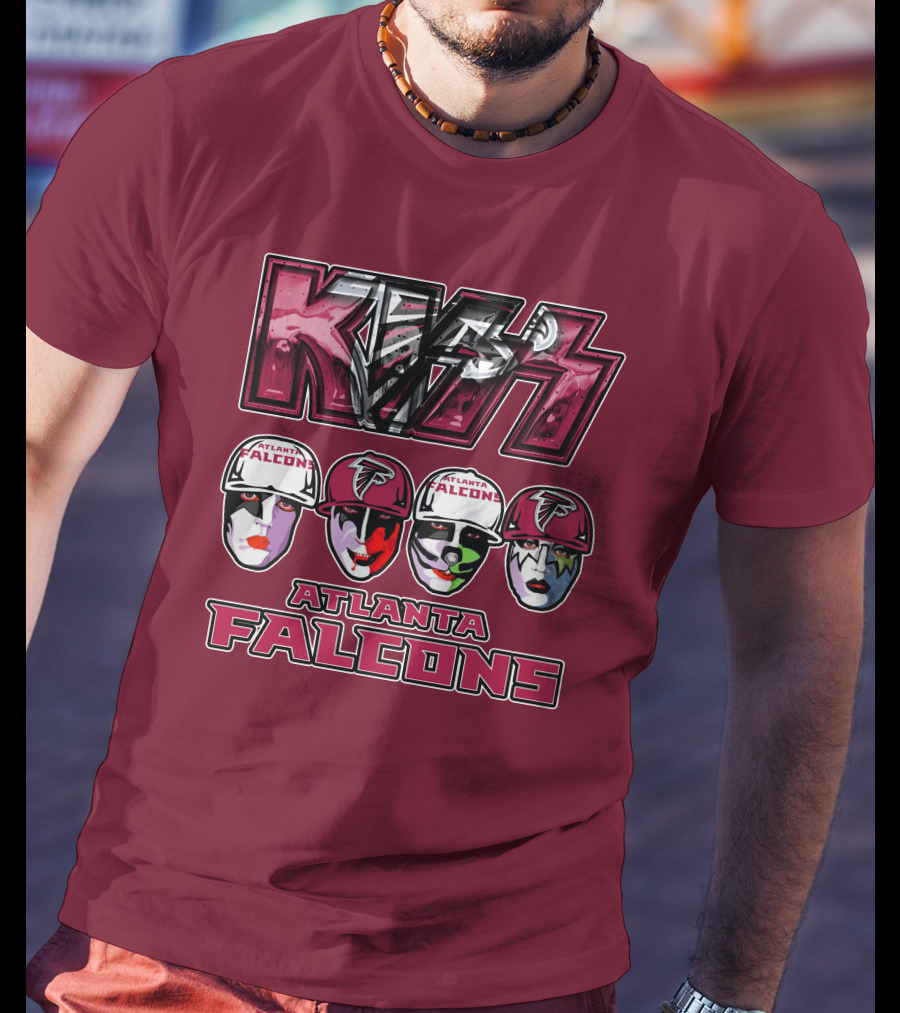 Kiss Atlanta Falcons Faces Logo NFL Band Crossover T-Shirt