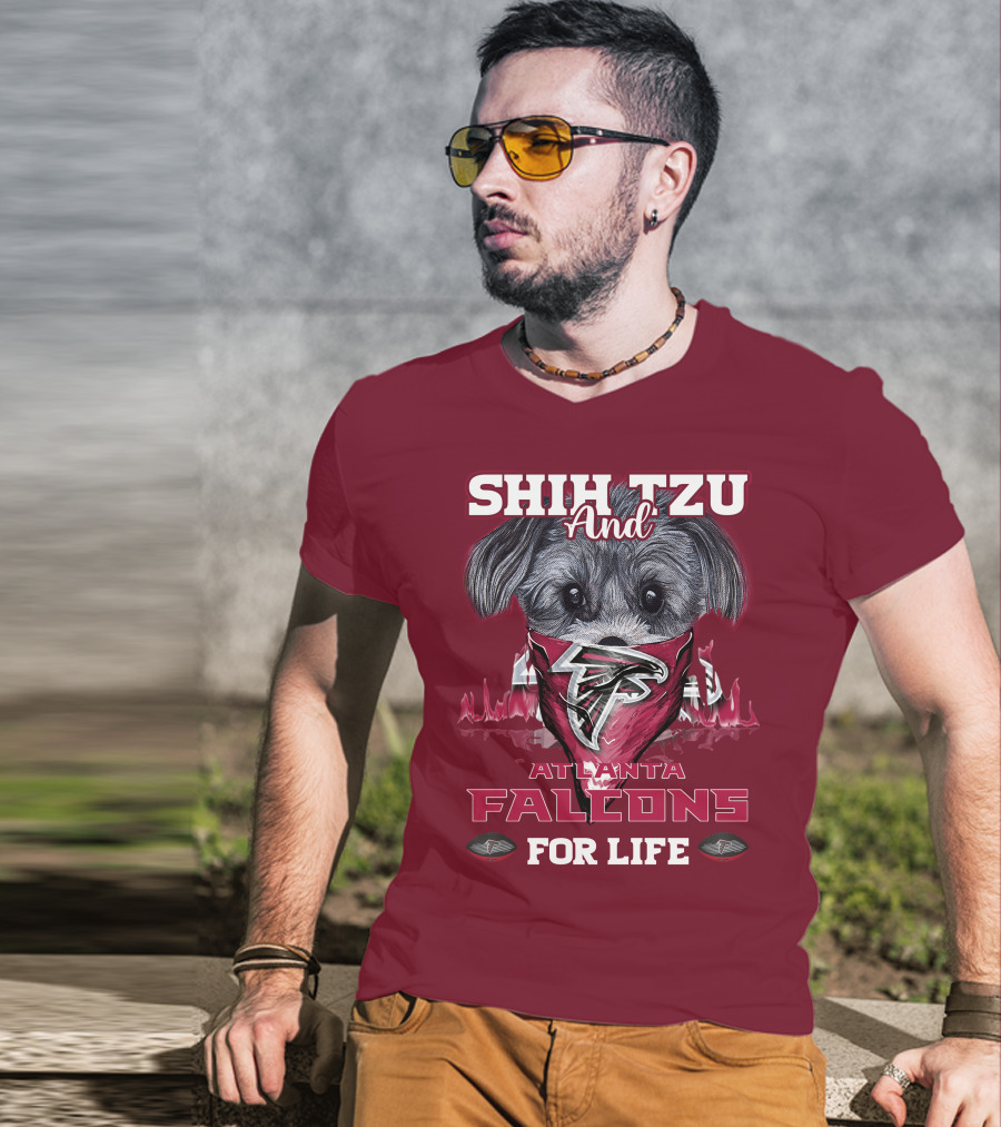 Shih Tzu And Atlanta Falcons For Life T-Shirt