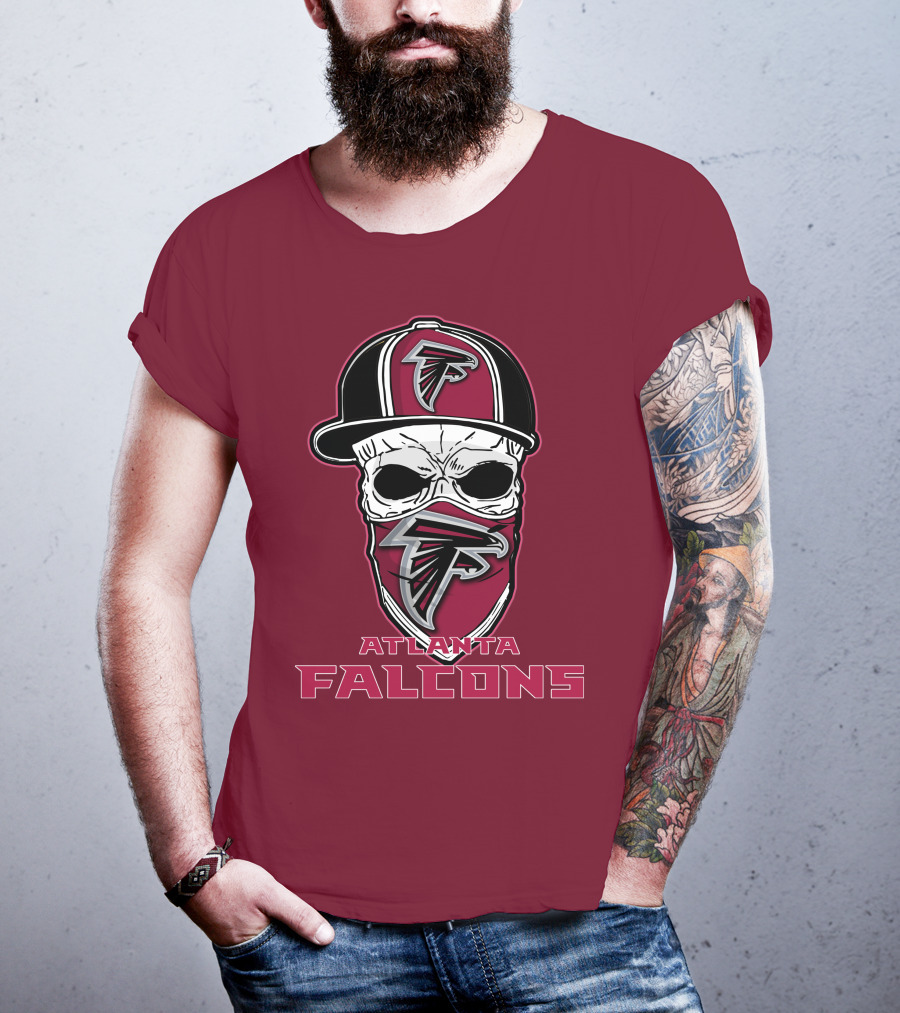 Atlanta Falcons Skull Hat Mask T-Shirt