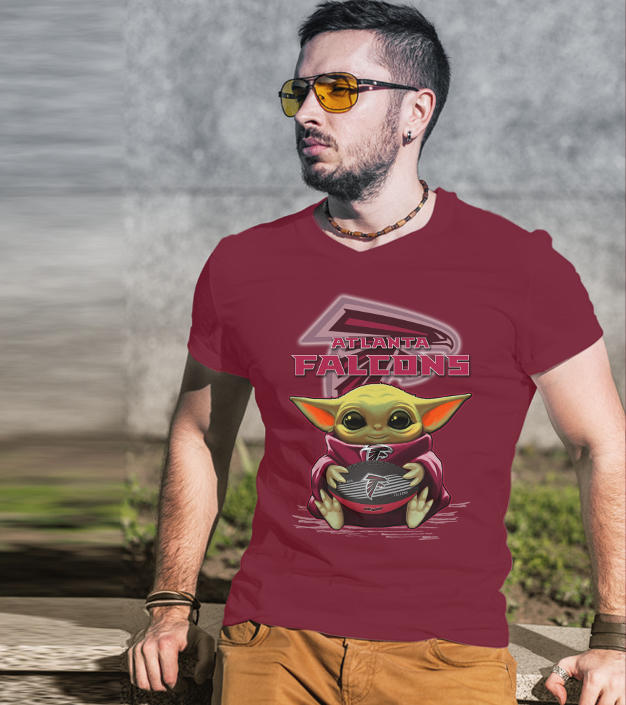 Atlanta Falcons Baby Yoda Football Fan T-Shirt