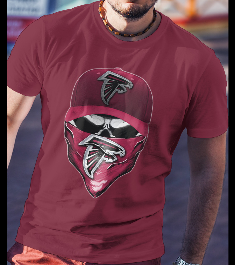 Atlanta Falcons Skull Bandana Hat T-Shirt