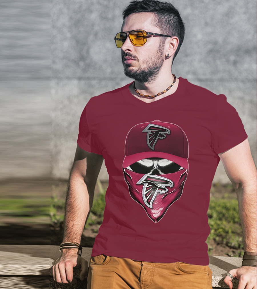 Atlanta Falcons Skull Bandana Hat T-Shirt