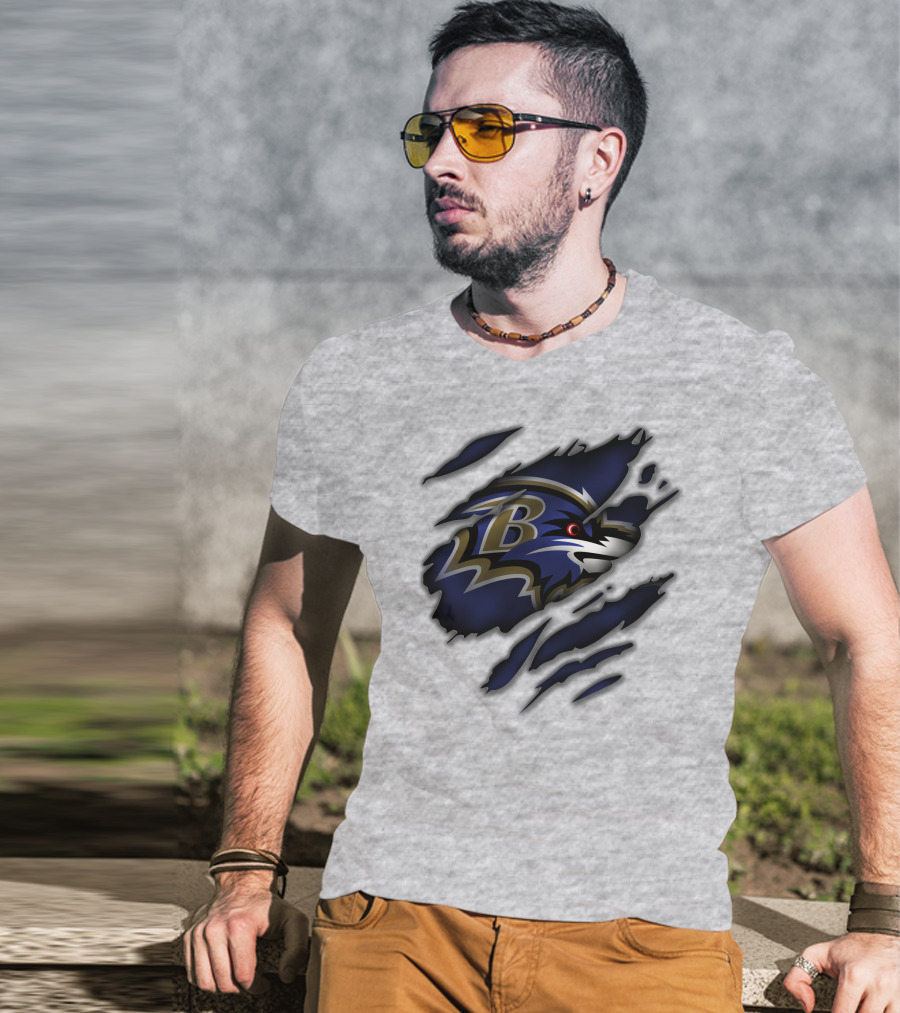 Baltimore Ravens Fierce Logo Claw Marks T-Shirt