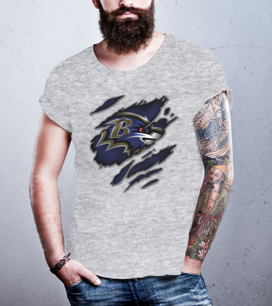 Baltimore Ravens Fierce Logo Claw Marks T-Shirt
