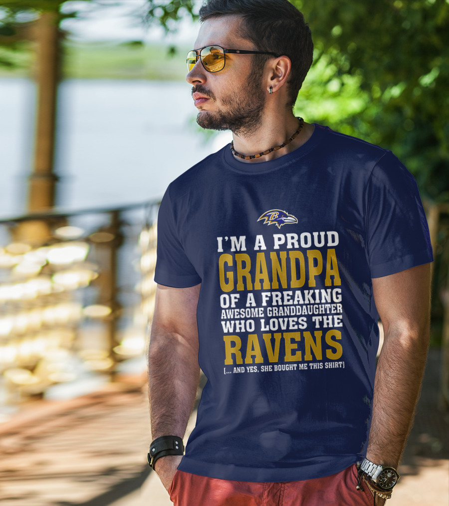 Baltimore Ravens Proud Grandpa Of Awesome Granddaughter Who Loves The Ravens T-Shirt