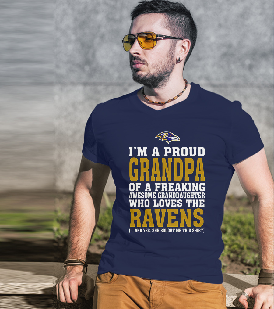 Baltimore Ravens Proud Grandpa Of Awesome Granddaughter Who Loves The Ravens T-Shirt