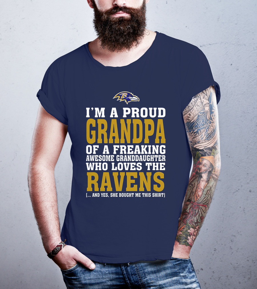 Baltimore Ravens Proud Grandpa Of Awesome Granddaughter Who Loves The Ravens T-Shirt
