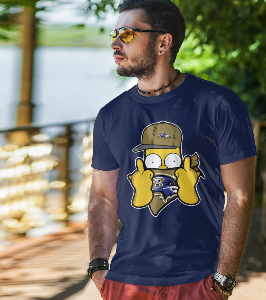 Baltimore Ravens Homer Simpson Parody Nfl Logo T-Shirt