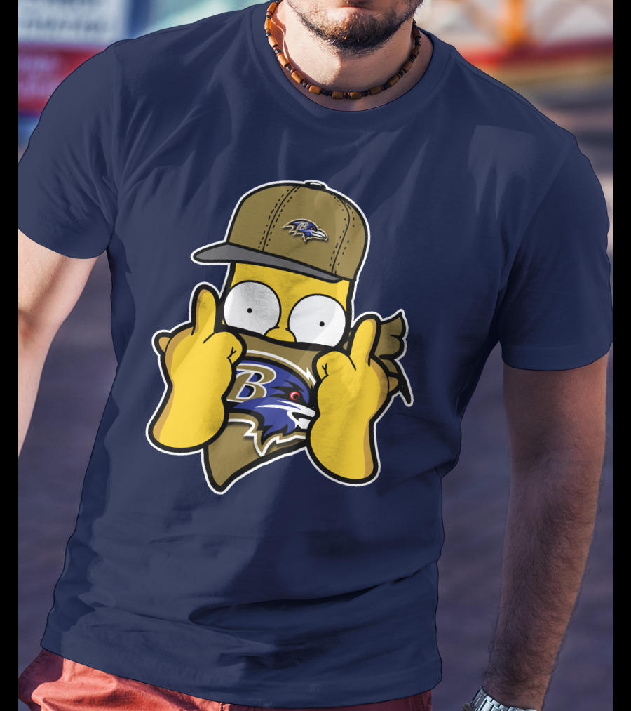 Baltimore Ravens Homer Simpson Parody Nfl Logo T-Shirt