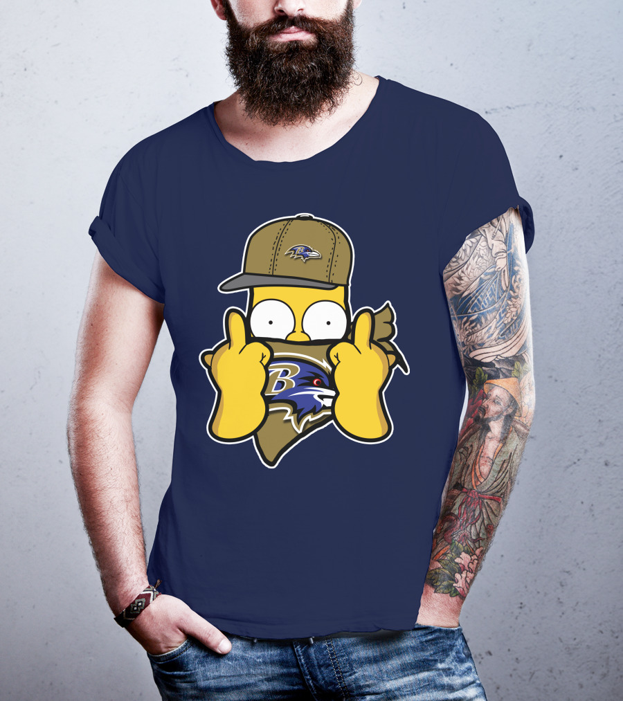 Baltimore Ravens Homer Simpson Parody Nfl Logo T-Shirt