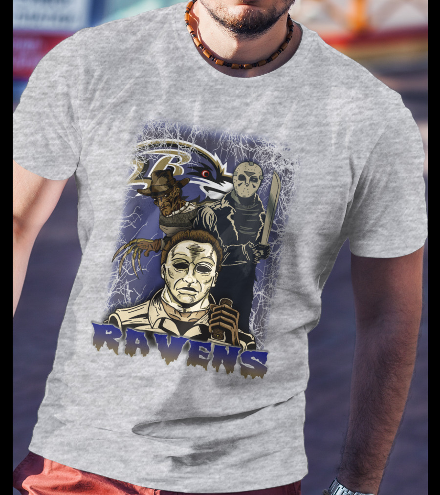 Baltimore Ravens Horror Movie Crossover 35 T-Shirt