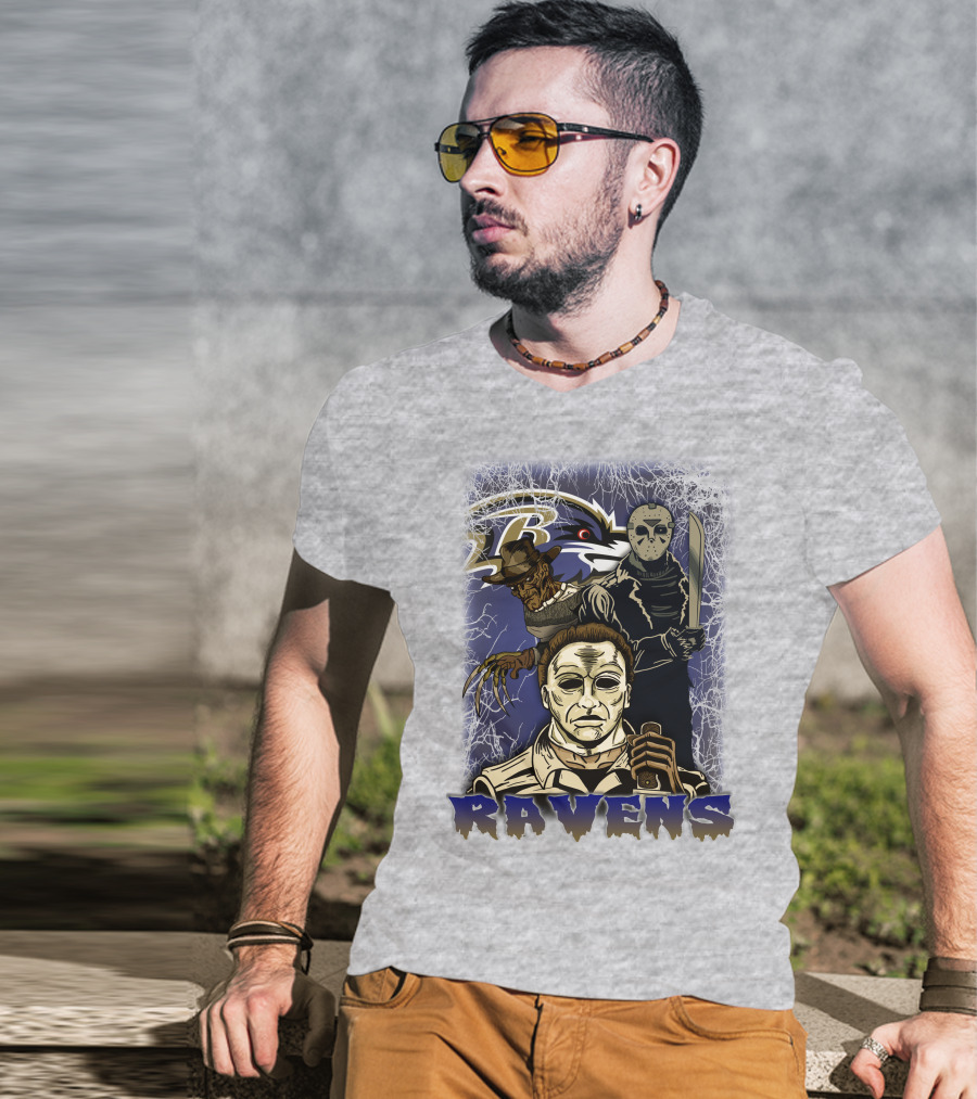 Baltimore Ravens Horror Movie Crossover 35 T-Shirt