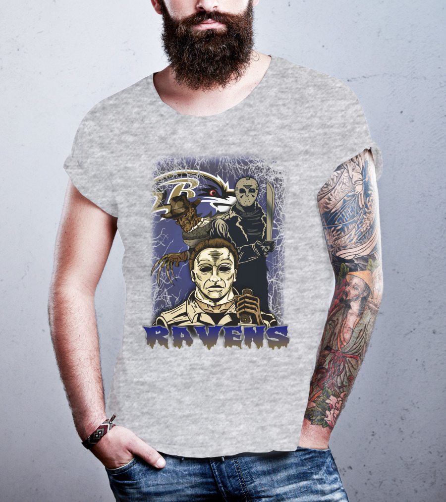 Baltimore Ravens Horror Movie Crossover 35 T-Shirt