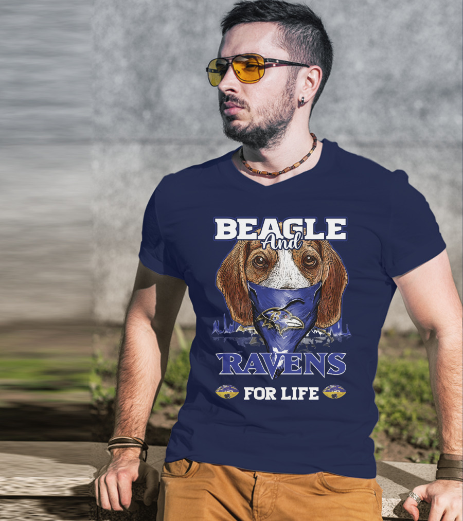 Beagle And Ravens For Life Baltimore Ravens T-Shirt