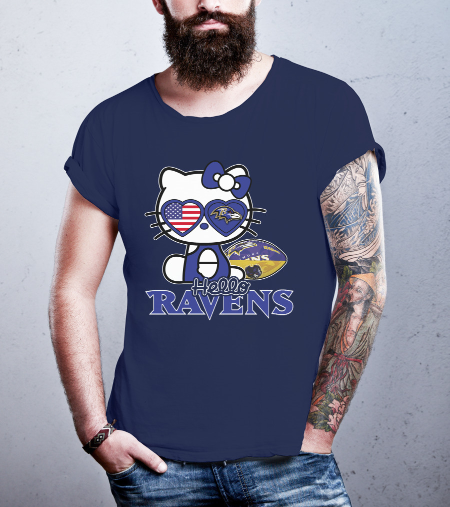 Hello Kitty Ravens Baltimore American Football Fan Cat Toy T-Shirt