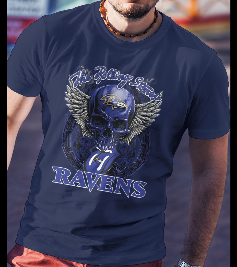 The Rolling Stones Ravens Baltimore Skull Wings T-Shirt