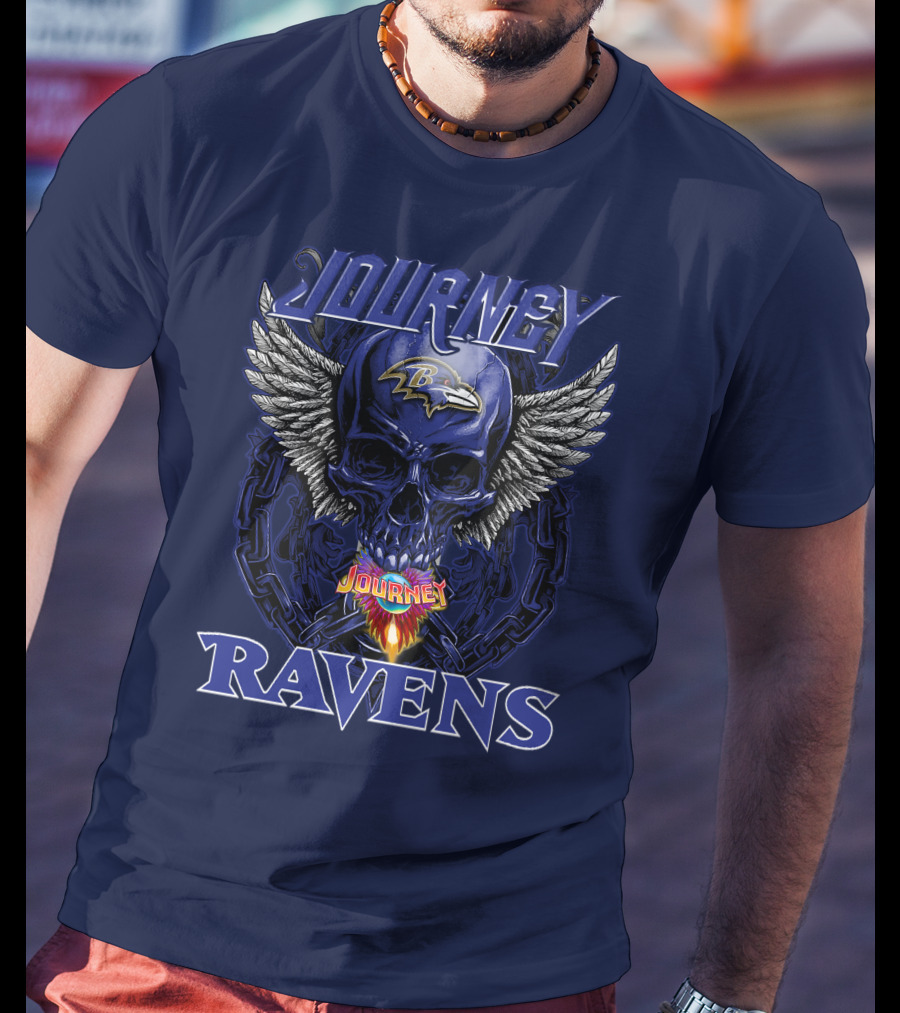 Journey Ravens Winged Skull Baltimore T-Shirt