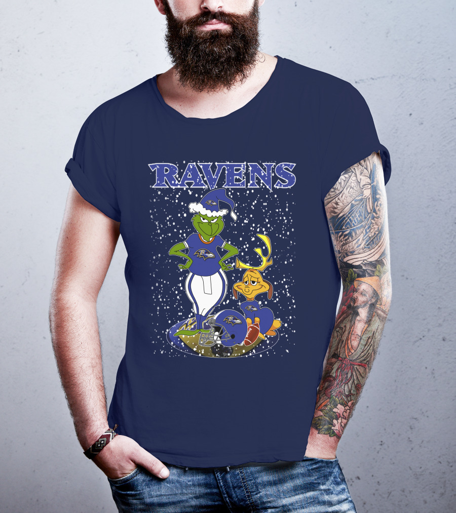 Grinchxmas Baltimore Ravens Football Christmas Ravens T-Shirt