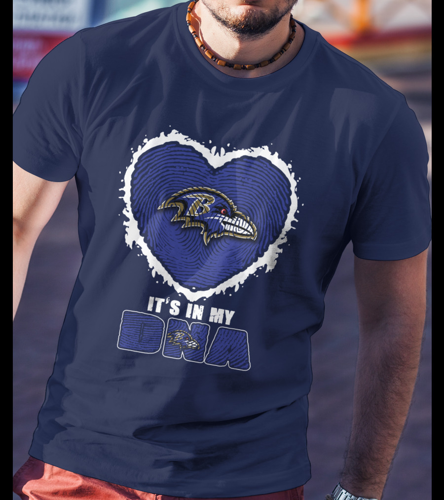 It's In My Dna Baltimore Ravens Heart Fingerprint T-Shirt