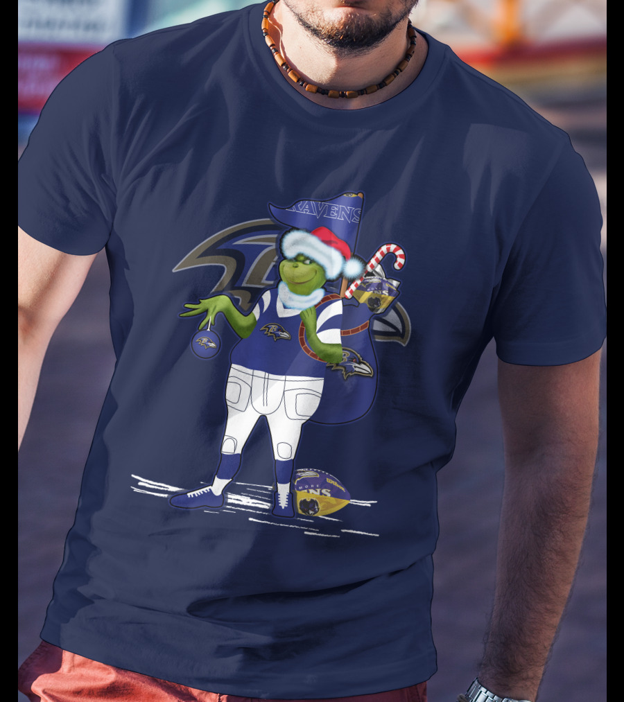 Grinchxmas V1 Baltimore Ravens Dr. Seuss Christmas Football T-Shirt
