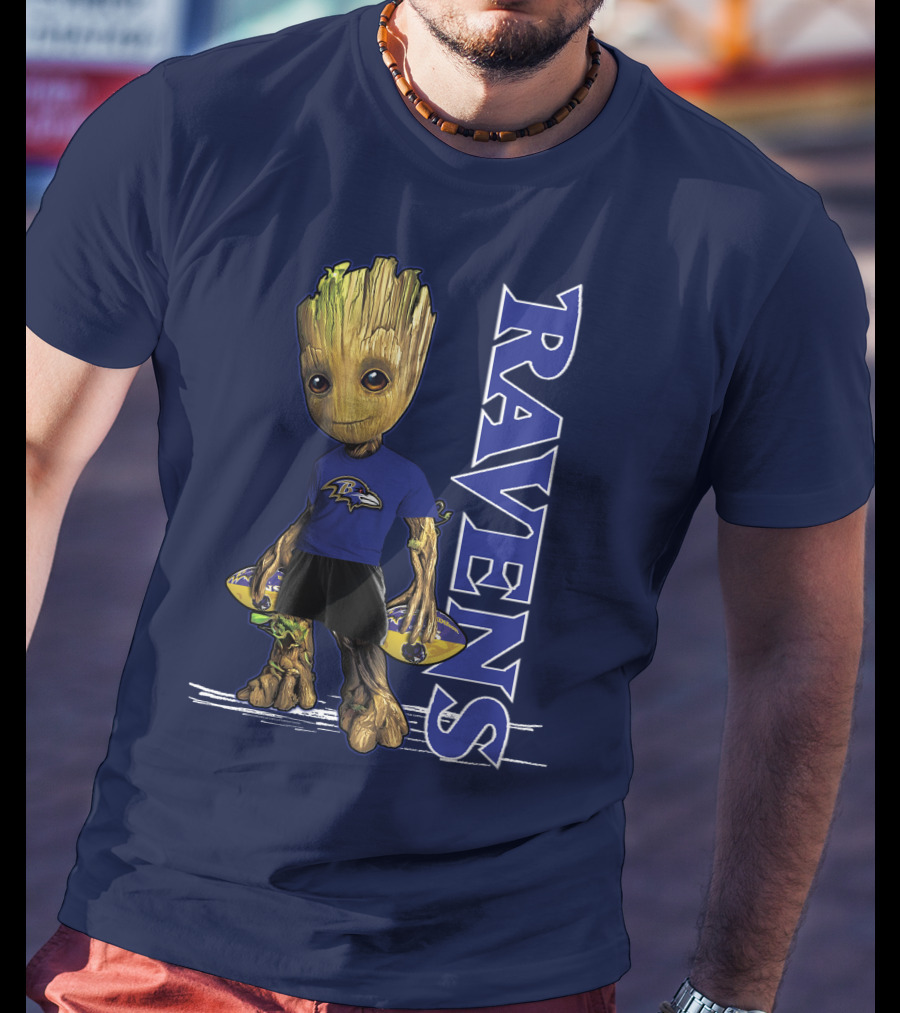 Groot V1 Ravens Nfl Baltimore Team T-Shirt