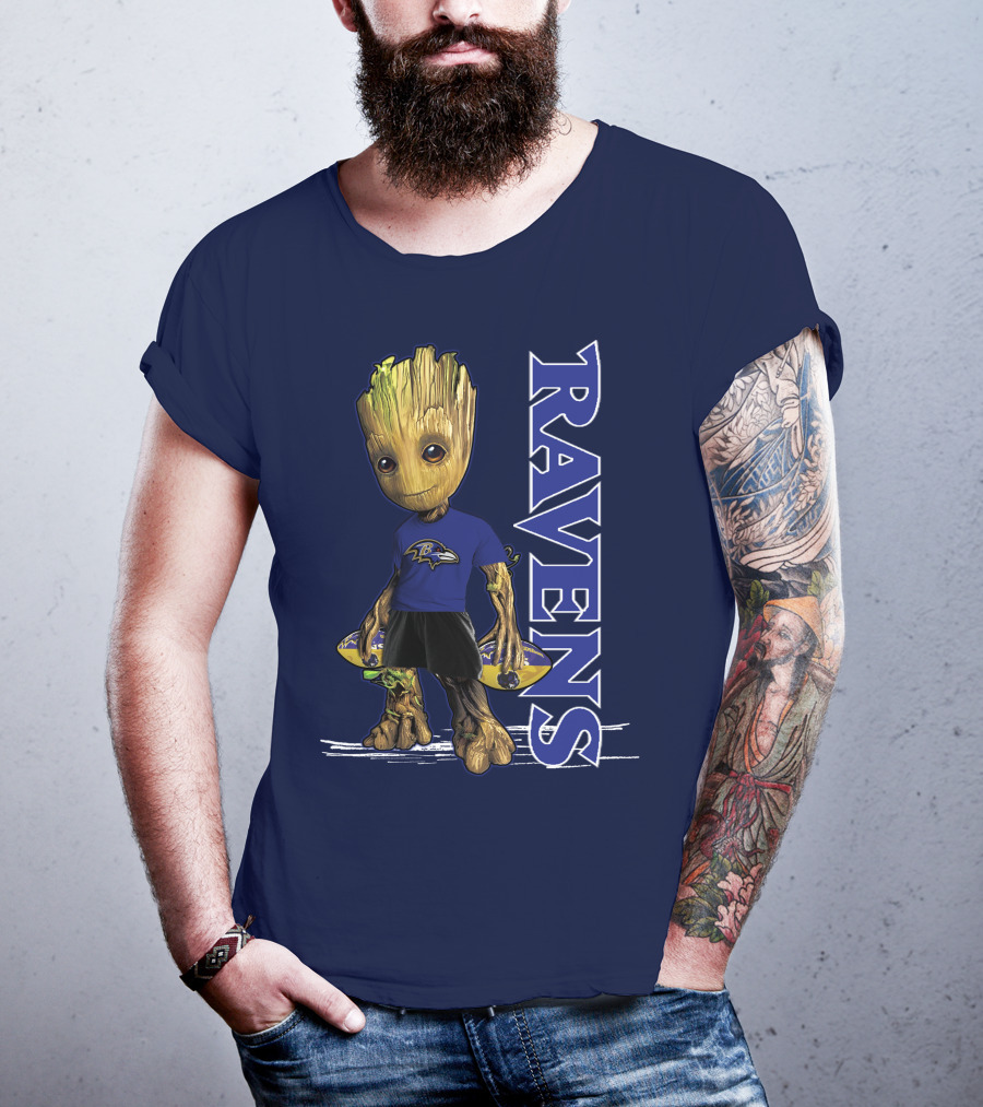 Groot V1 Ravens Nfl Baltimore Team T-Shirt