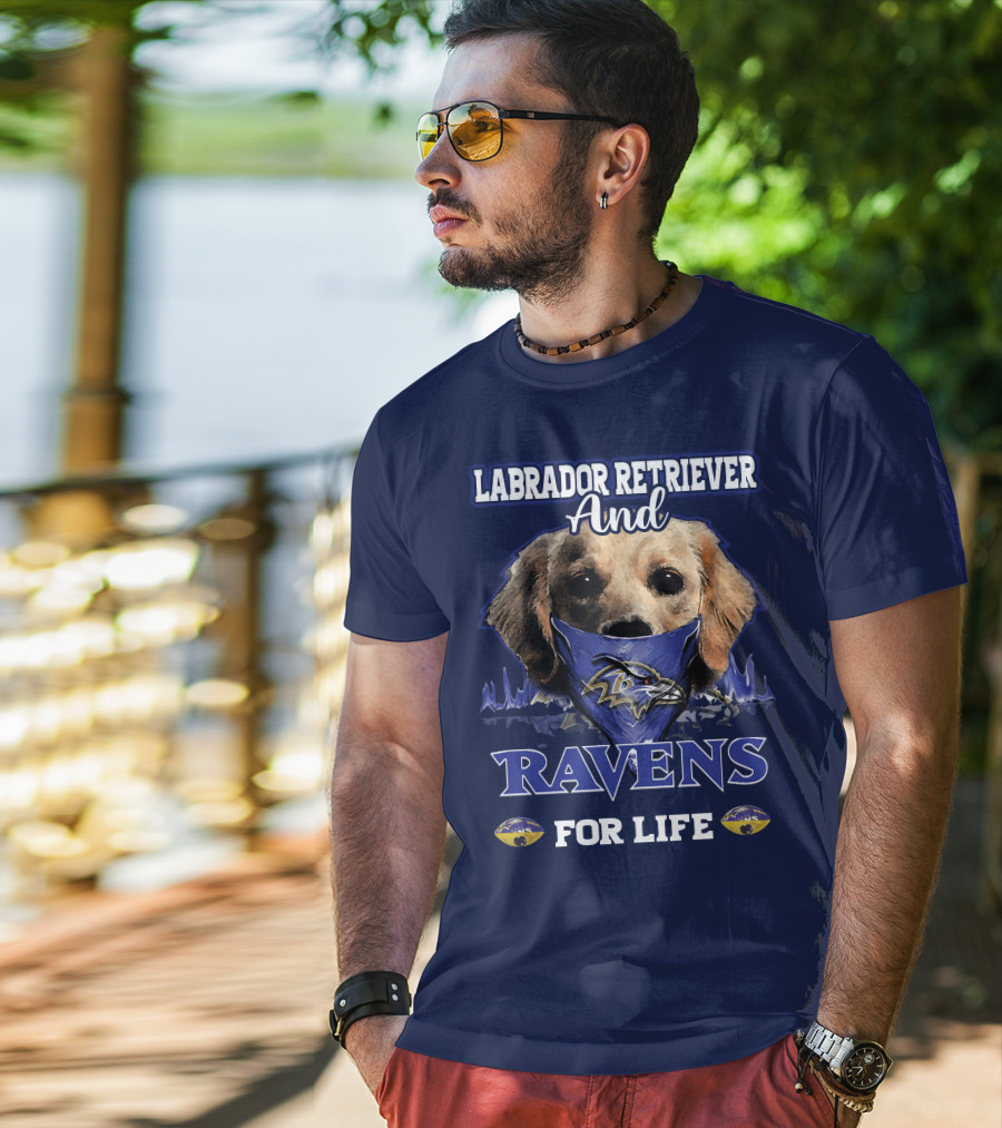 Labrador Retriever And Ravens For Life Baltimore Ravens T-Shirt