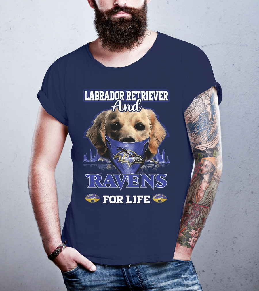 Labrador Retriever And Ravens For Life Baltimore Ravens T-Shirt