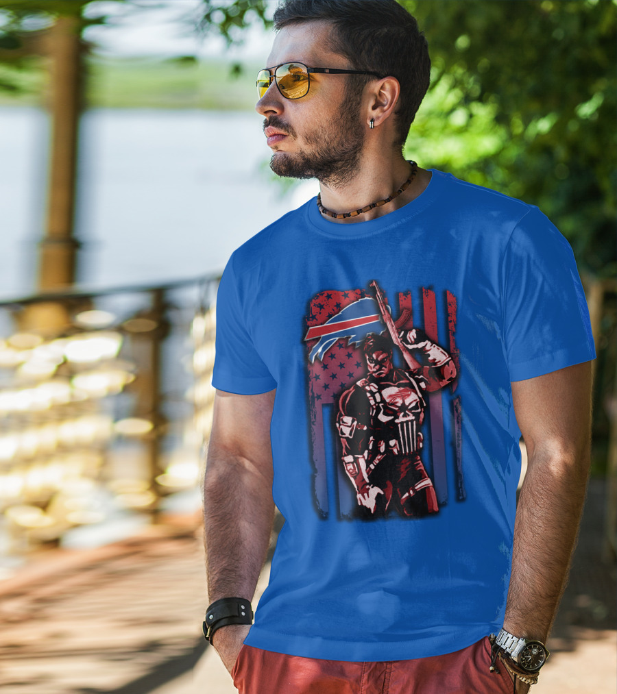 Buffalo Bills Punisher Armed Flag T-Shirt