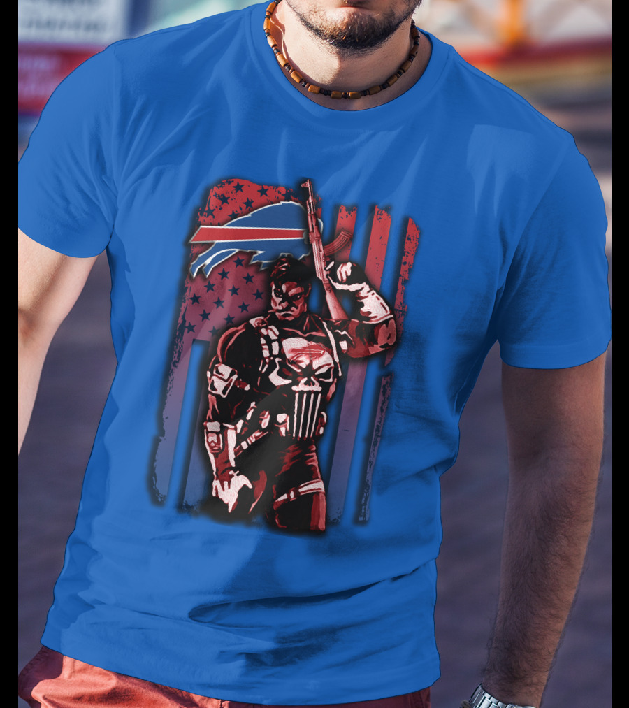 Buffalo Bills Punisher Armed Flag T-Shirt