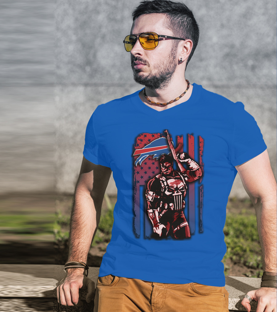 Buffalo Bills Punisher Armed Flag T-Shirt