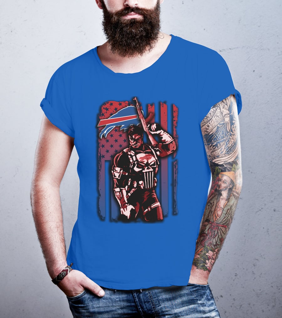Buffalo Bills Punisher Armed Flag T-Shirt