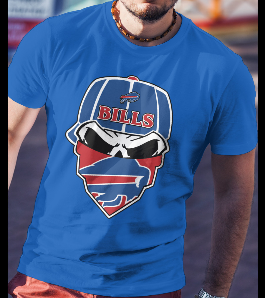 Buffalo Bills Skull Cap And Bandana T-Shirt