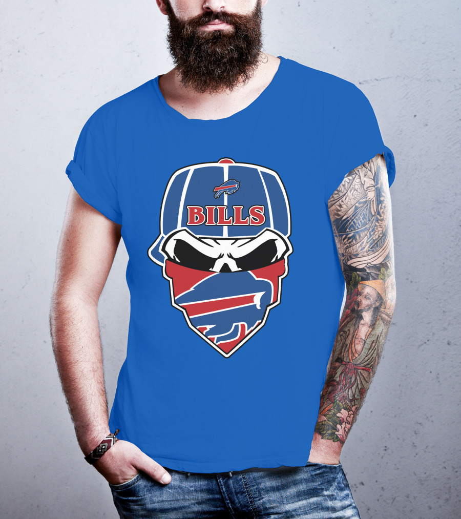Buffalo Bills Skull Cap And Bandana T-Shirt