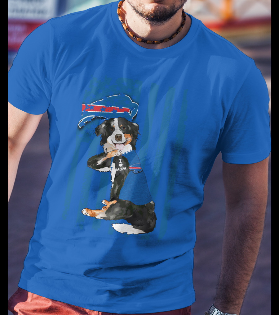 Border Collie I Love Mom Buffalo Bills Fan T-Shirt