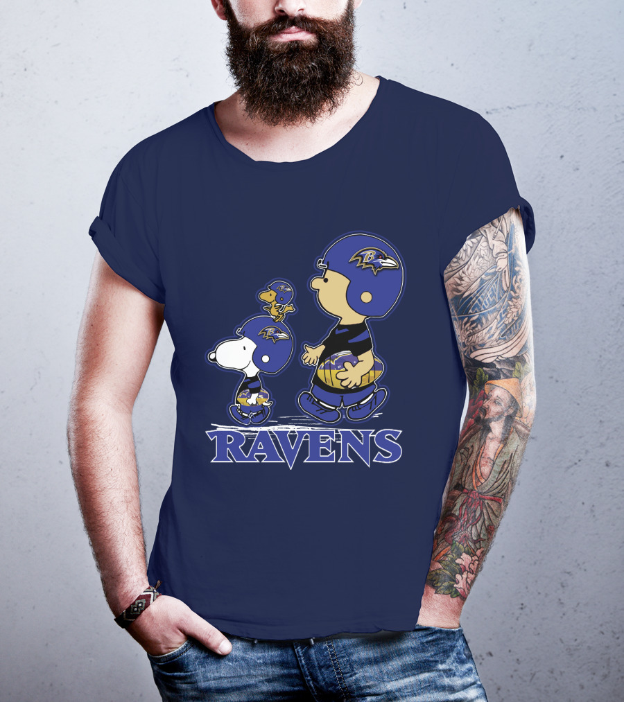 Snpfootball Baltimore Ravens Peanuts Characters Helmets Ravens T-Shirt