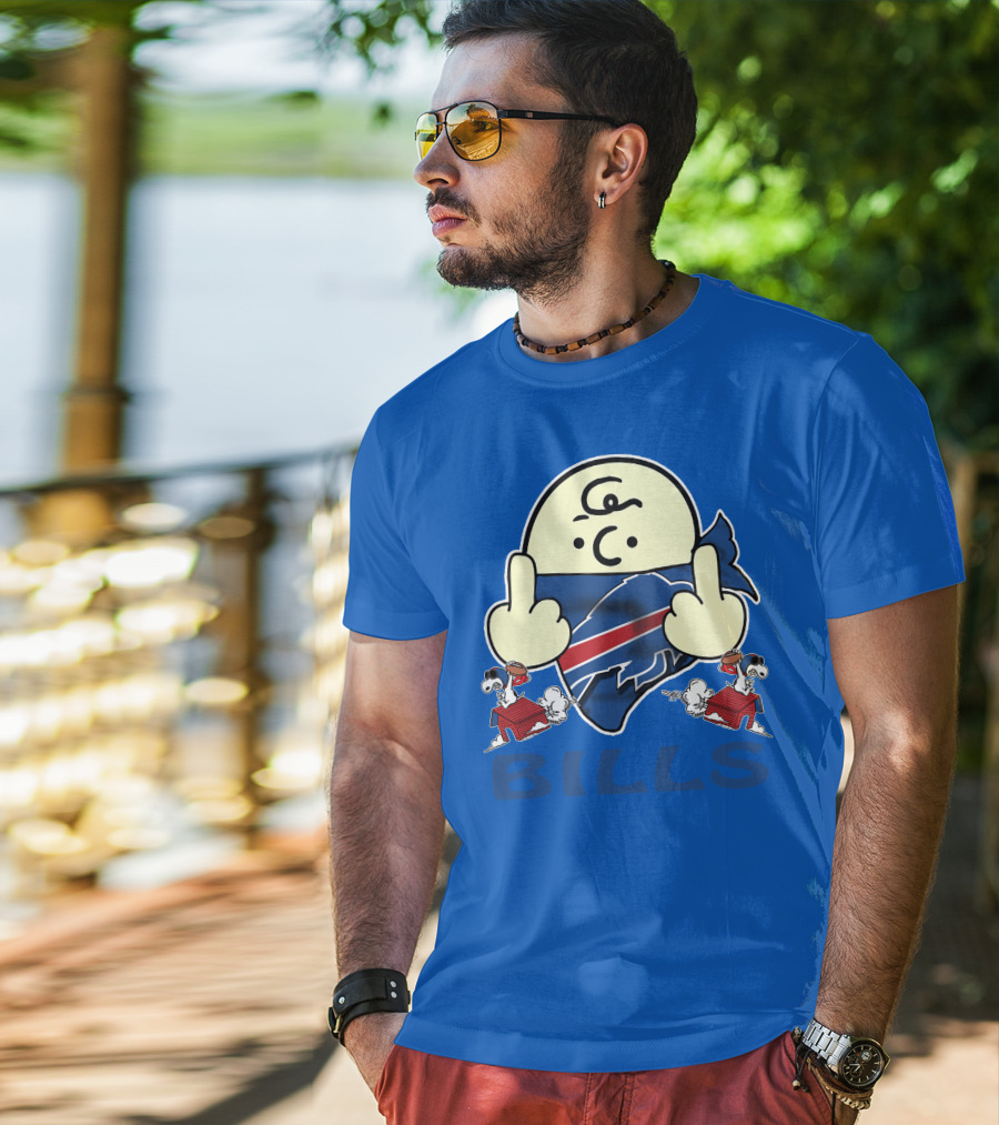 Buffalo Bills Logo With Peanuts Characters T-Shirt