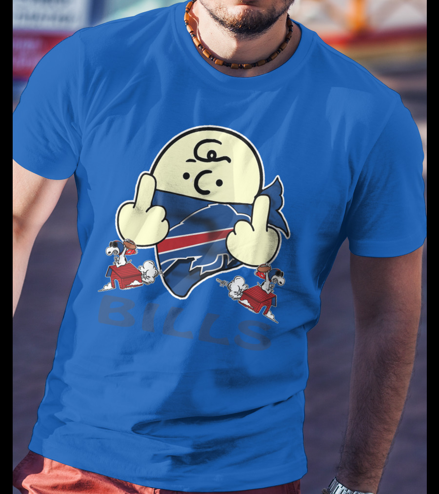 Buffalo Bills Logo With Peanuts Characters T-Shirt