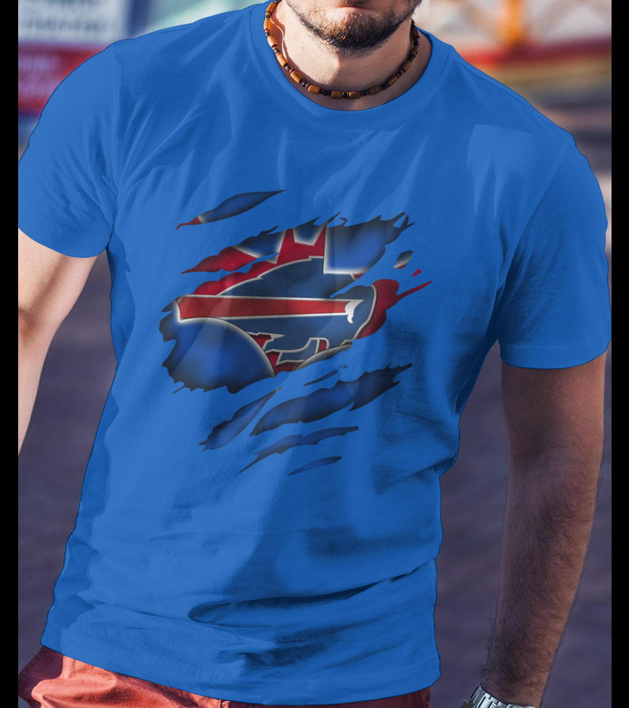 Buffalo Bills Red White Blue Logo Scratch T-Shirt