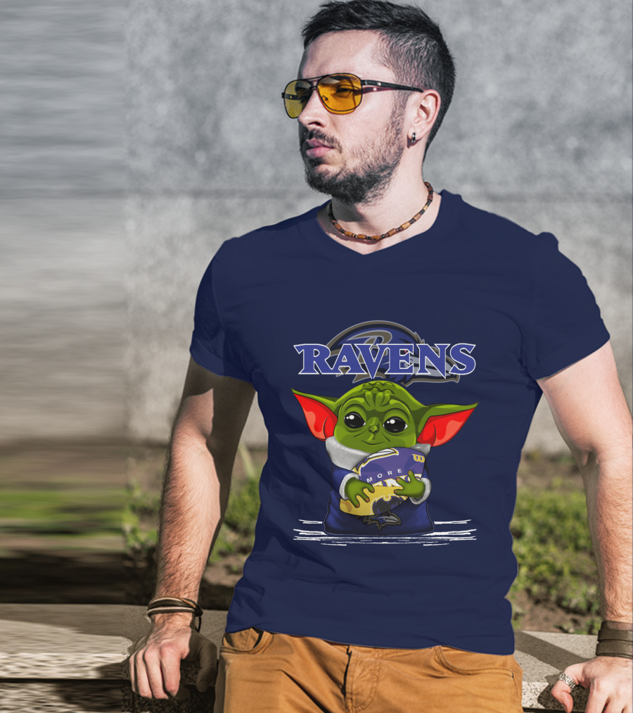 Yoda Holding Baltimore Ravens Football Ravens T-Shirt