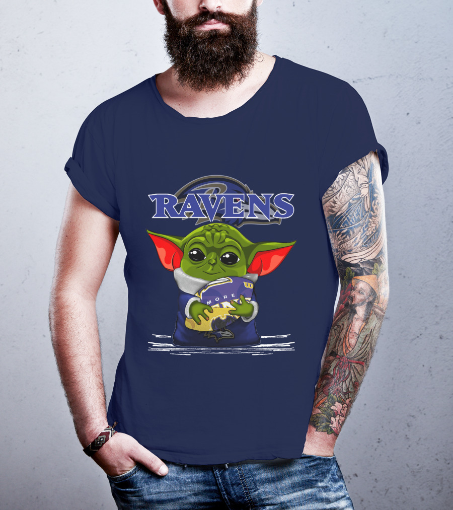 Yoda Holding Baltimore Ravens Football Ravens T-Shirt