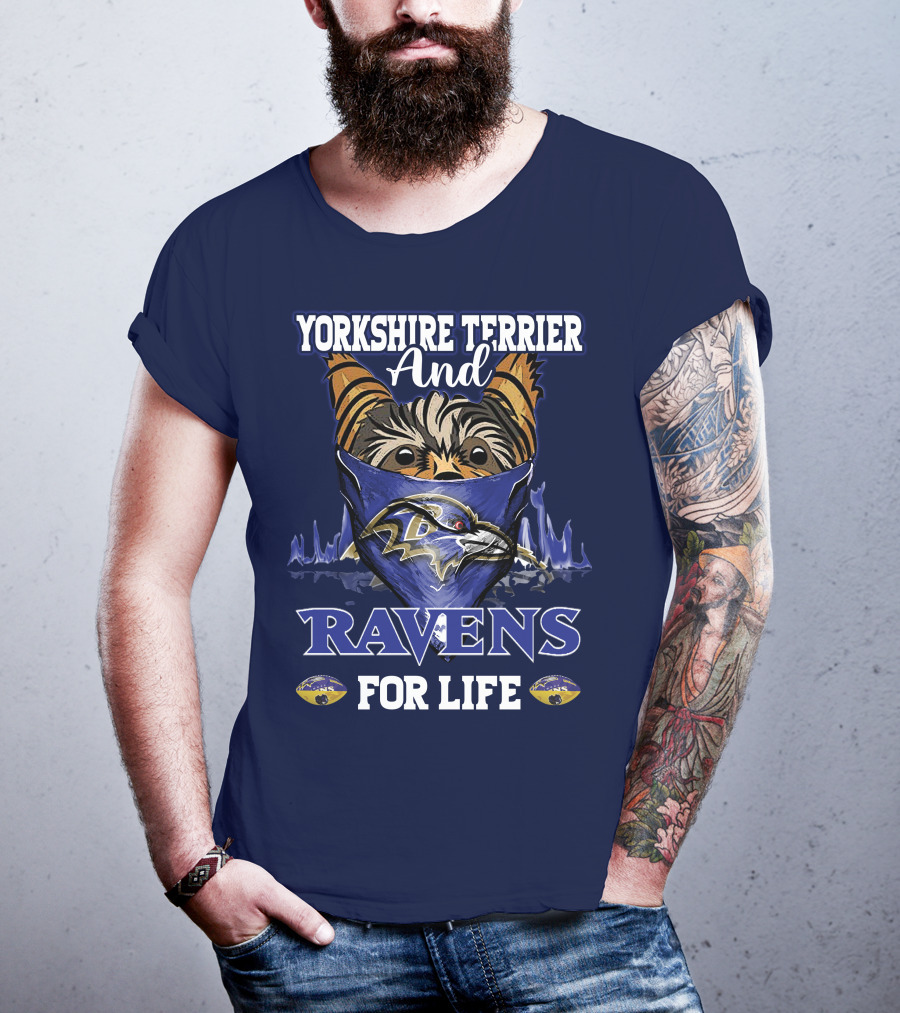Yorkshire Terrier And Ravens For Life T-Shirt