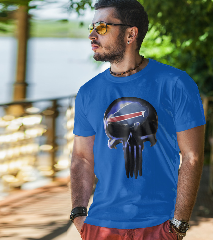 Buffalo Bills Punisher Skull Logo 49ers Crossover T-Shirt