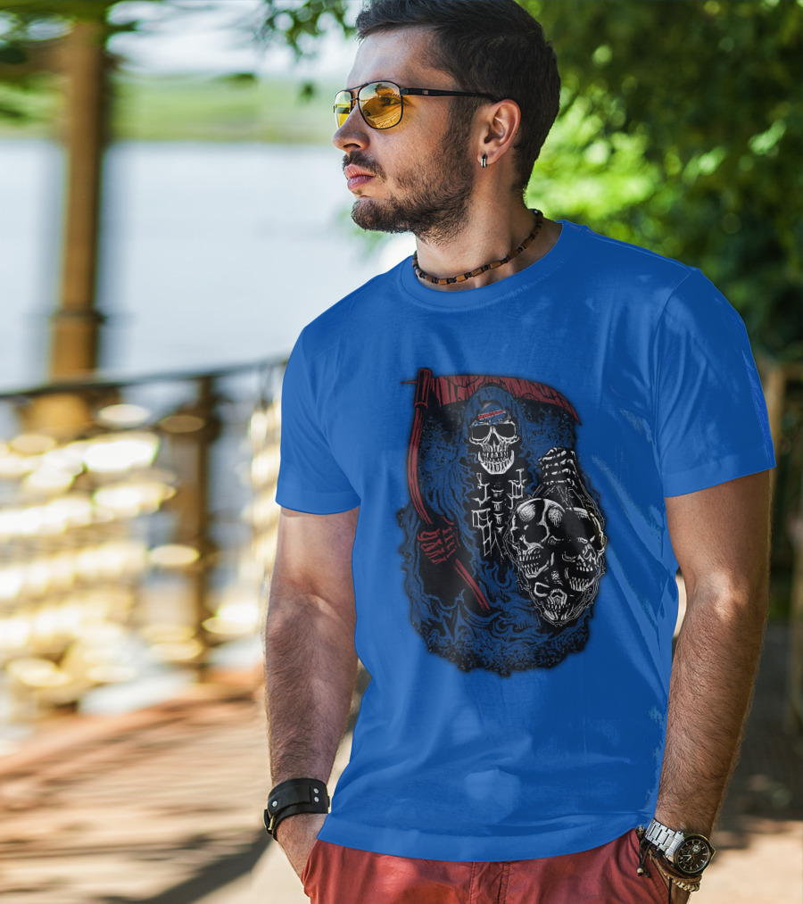 Buffalo Bills 61 Grim Reaper Skeleton Skulls T-Shirt