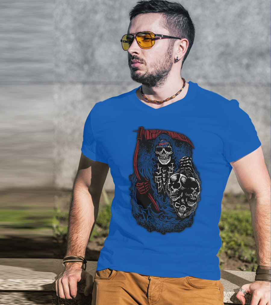Buffalo Bills 61 Grim Reaper Skeleton Skulls T-Shirt