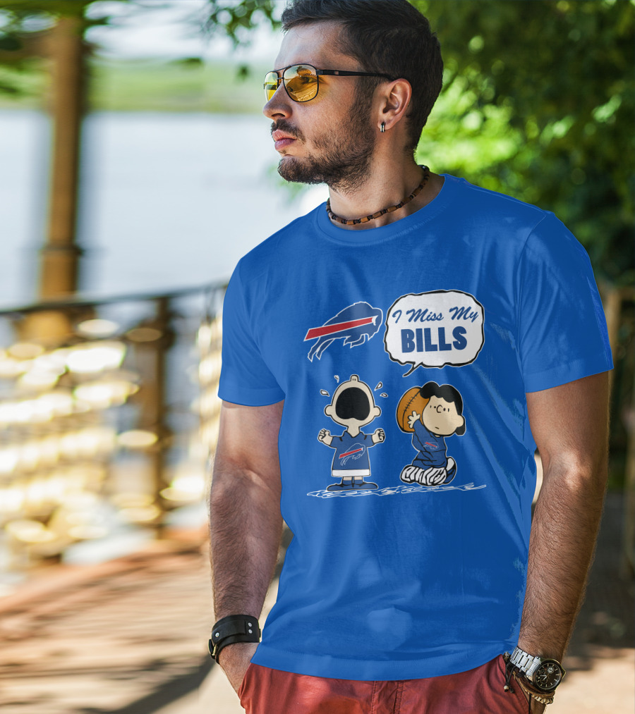 Buffalo Bills I Miss My Bills Football Charlie Lucy Cartoon T-Shirt